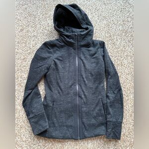 Athleta Women's S Luxe Victory Hoodie Faux Fur Lining Black Gray Pockets xs